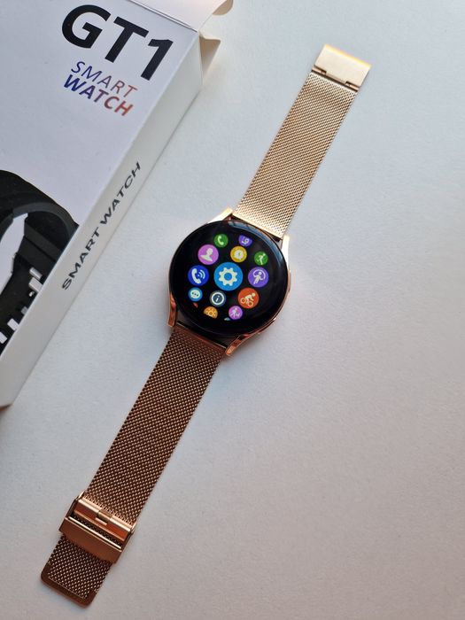 Smartwatch okrągły złoty