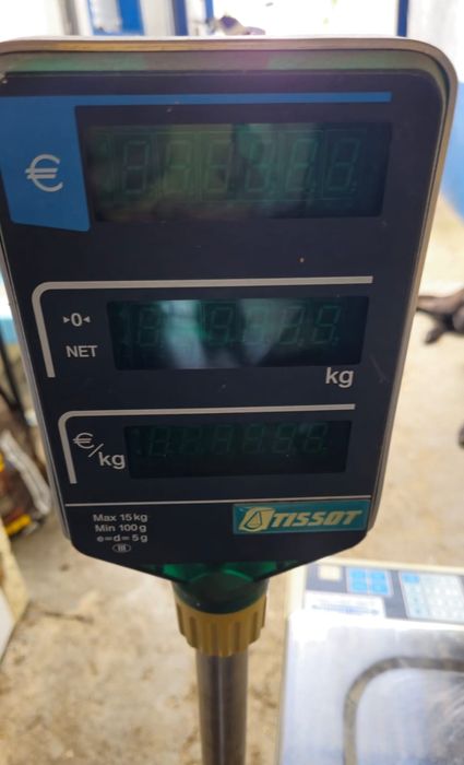 Máquina cortar peixe e balança