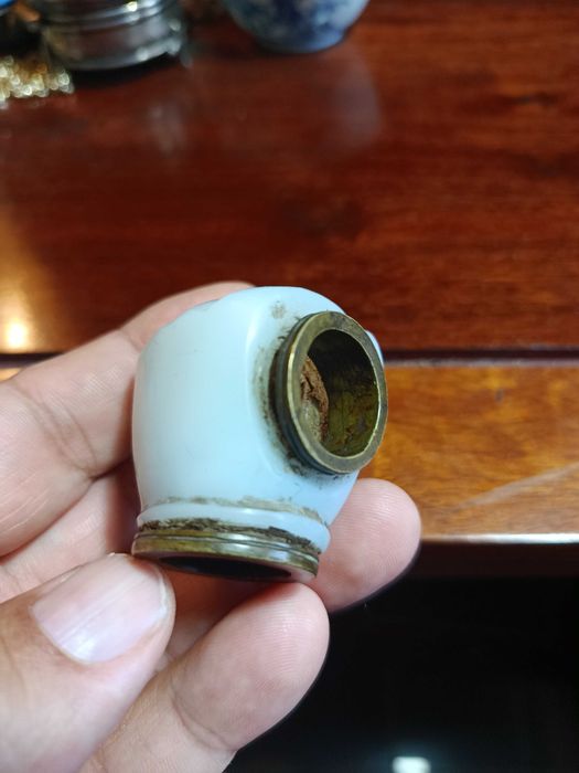 Cabeça de Cachimbo de ópio Jade imperial China séc XVIII 4 cm