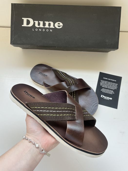 Męskie brązowe klapki skórzane dune 41