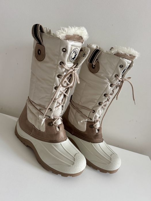 Śniegowce białe ecru 39 - ocieplane, wodoodporne, szerokie palce ZIGN