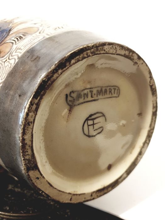 Grande vintage pé de candeeiro em cerâmica espanhola Sant Marti