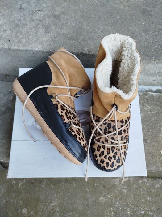 Anniel 36 37 buty zimowe moon boots śniegowce cętki animal