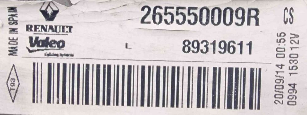 Farolim da Mala Esquerdo 265550009R - RENAULT MEGANE III Hatchback