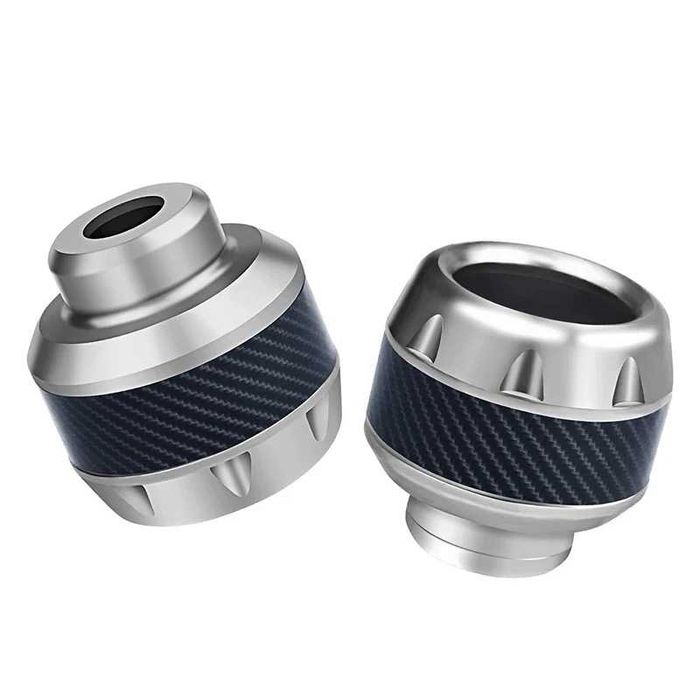 Mini-cogumelos cilíndricos proteção eixos - Par em alumínio e borracha