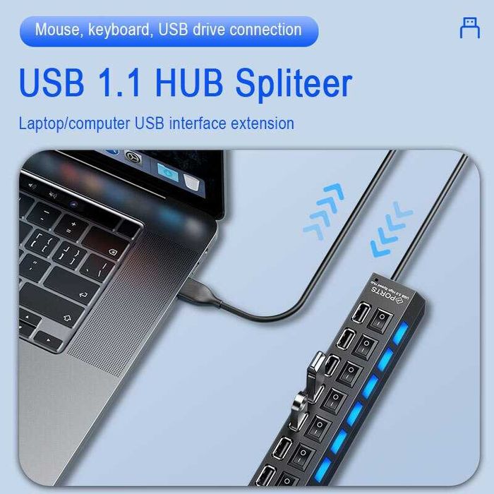 hub usb 7 port z włącznikami