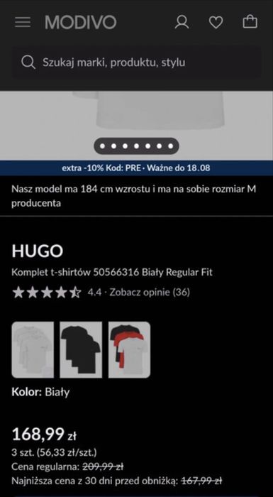3 pak koszulek Hugo (opis)