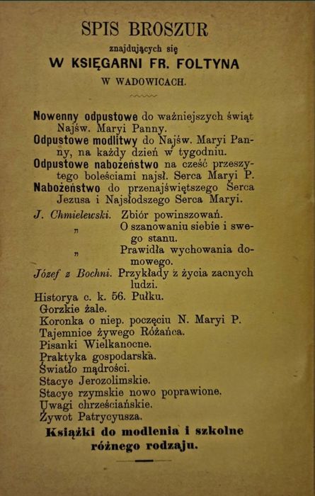 Odpustowe Nabożeństwo * 1887 * Wadowice * Foltin