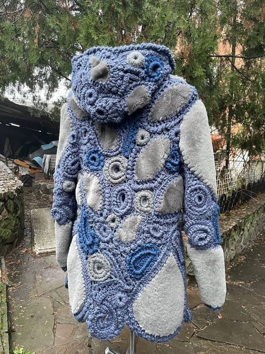 Дубленка с ирланским кружевом. Ручная работа. Эксклюзив.