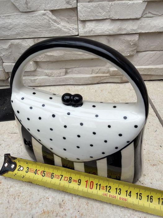 Skarbonka torebka z porcelany wzorowana na Gucci Dior hand painted