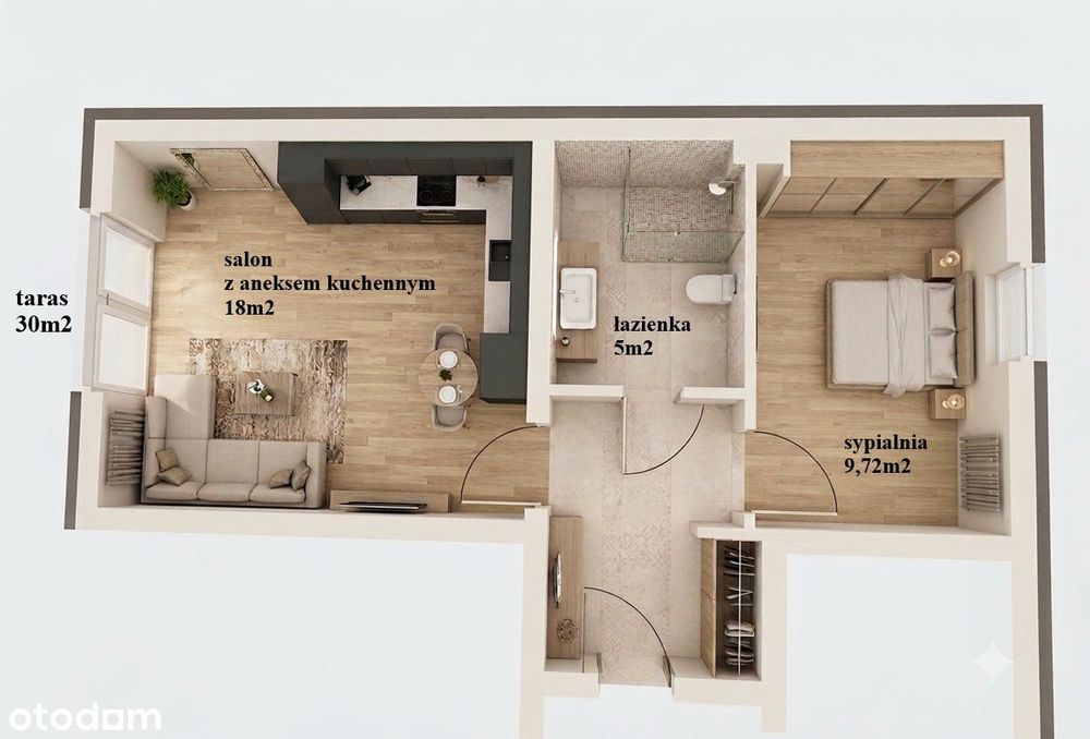 Ustawne słoneczne 2 pokoje taras 30m2 piwnica Kraków Południe