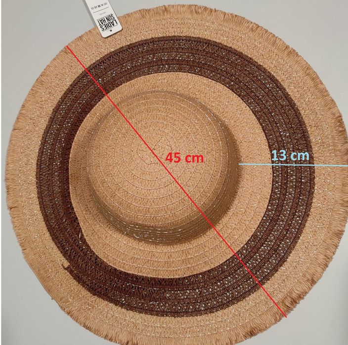 Beżowy kapelusz letni 100% papier rozmiar 57 cm
