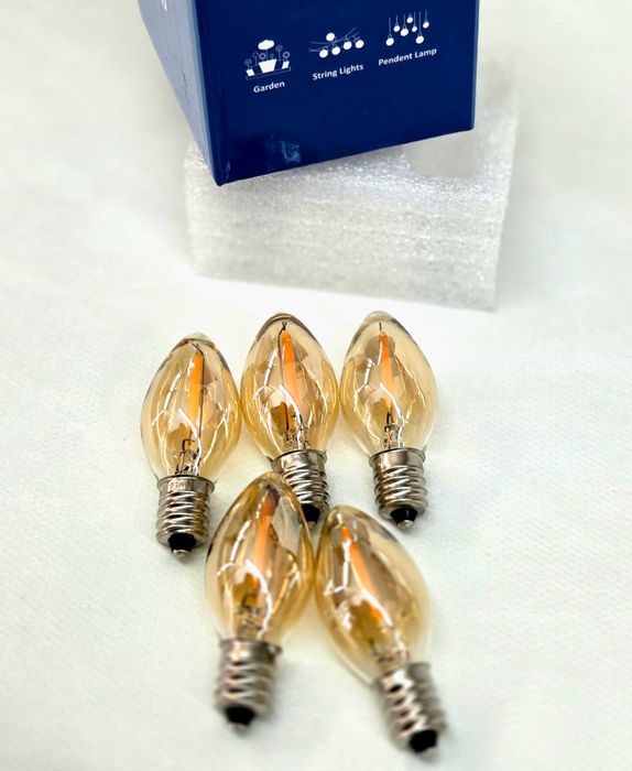 Lâmpadas led filamento c7 e12 0,5w 2200k – pack de 5