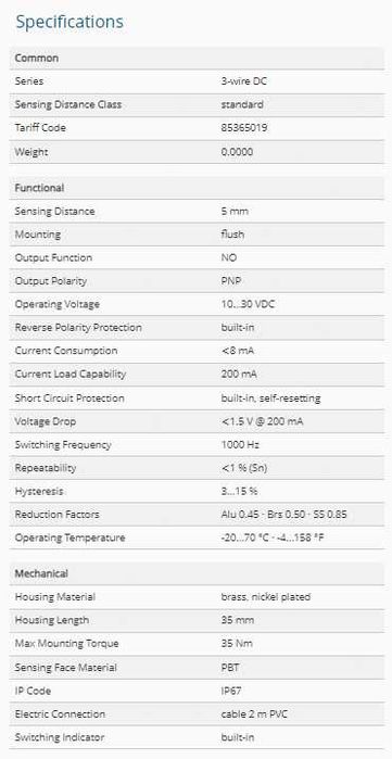 Sensor de Proximidade Indutivo