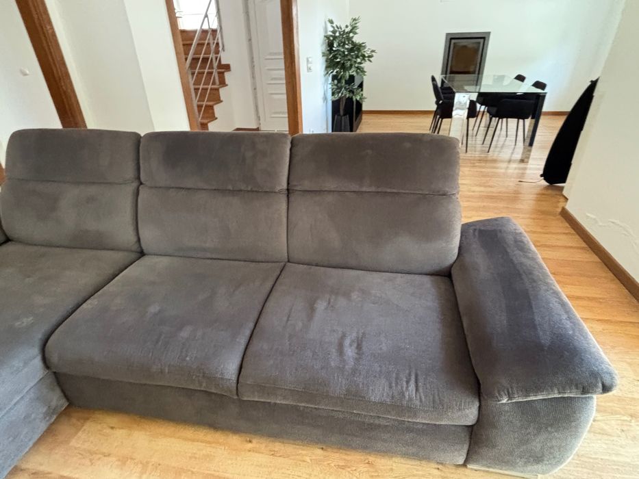 Sofa cinzento 3 lugares com gaveta para sofa cama