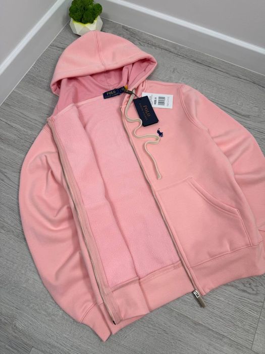 Polo Ralph Lauren худі на блискавці рожеве з капюшоном | Олімпійка Поло рожева | Зіпка Поло Ральф рожева чоловіча/жіноча