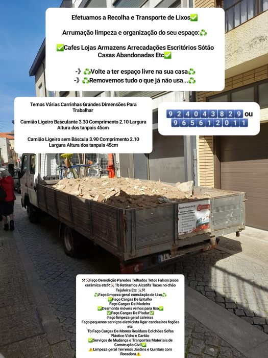 Faço Demolição e Recolha de Entulho Madeira Pladur Monos Resíduos Etc