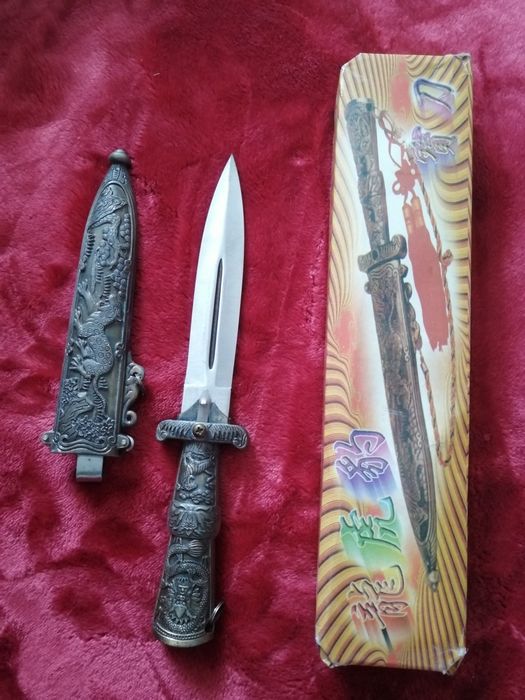 Long Hu Bao Dao Ozdobny Nóż Sztylet Chiński z Motywem Smoka