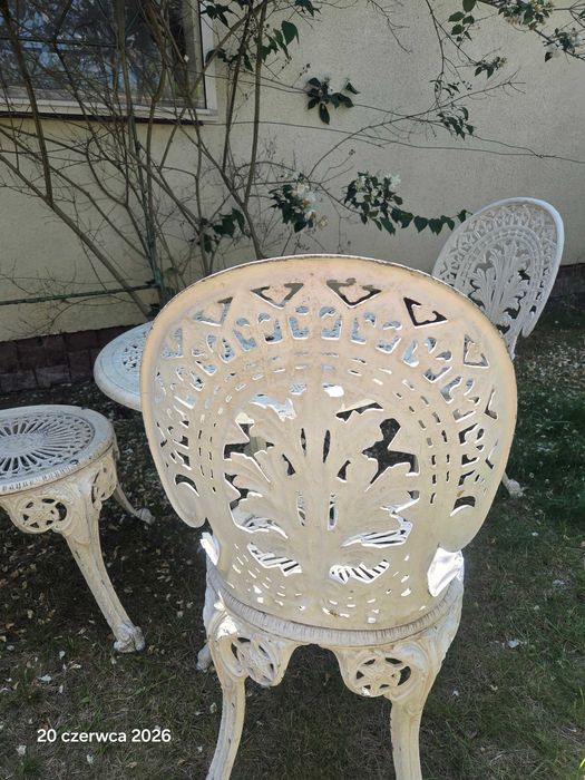 krzesła aluminiowe ogrodowe zestaw stolik