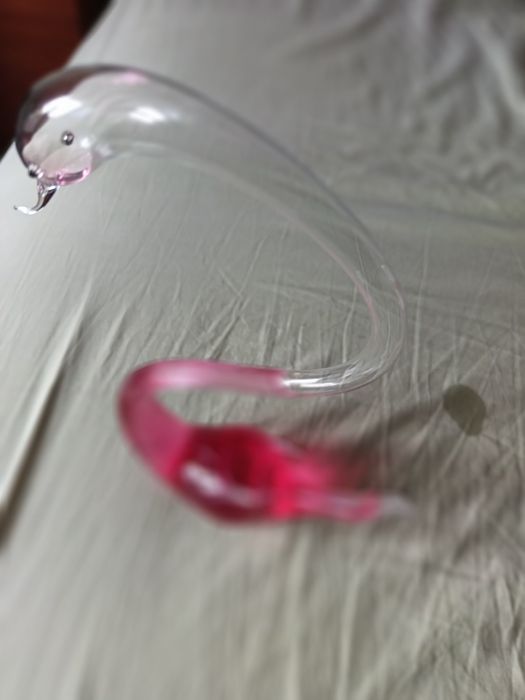 Estatueta de vidro com líquido colorido