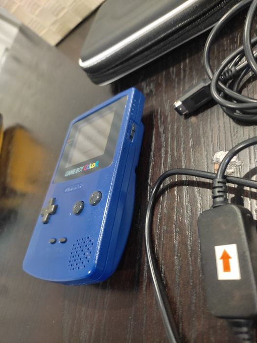 Conjunto Gameboy Color Roxa com cabo link carregador USB e bolsa de proteção