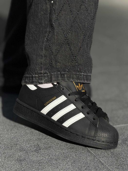Адідас Супестар кеди жіночі Adidas superstar чорні НАЛОЖКА