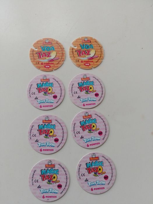Mega,World,Magic e Tinny Toons Tazos vários antigos.