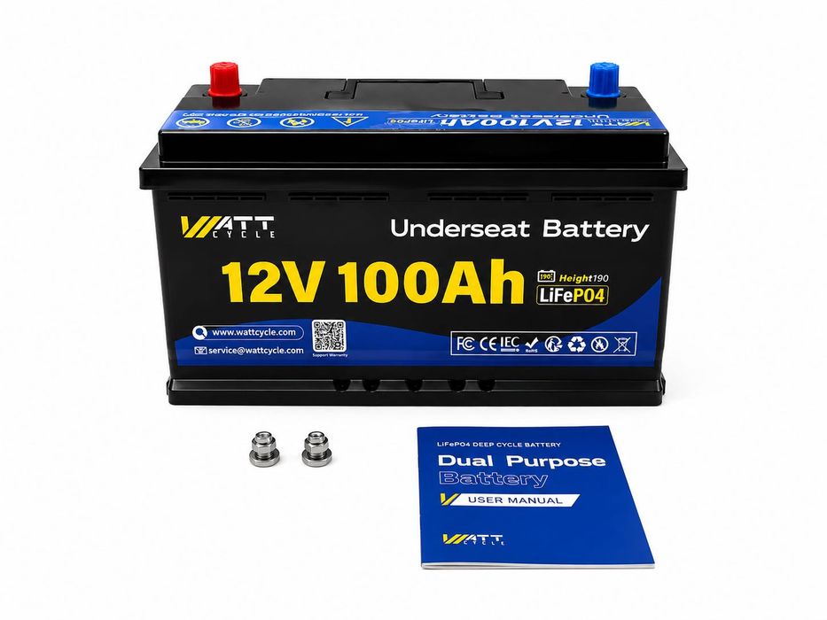 WattCycle 12V 100h LiFePO4 H190 bezobsługowy z BMS i BT - KAMPER, SOLAR, ŁÓDŹ, OFF-GRID bluetooth