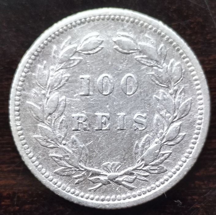 Moeda Prata 100 Reis 1893 D. Carlos Muito Bom Estado