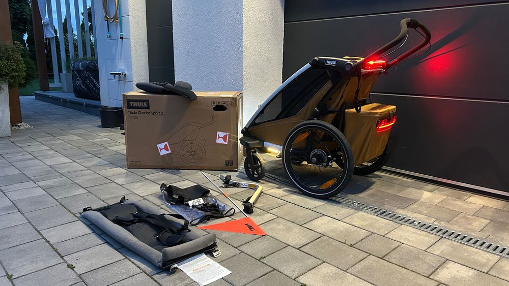 Przyczepka wozek Thule Chariot Sport 2 G3 Gold Single zlota + prof oswietlenie led