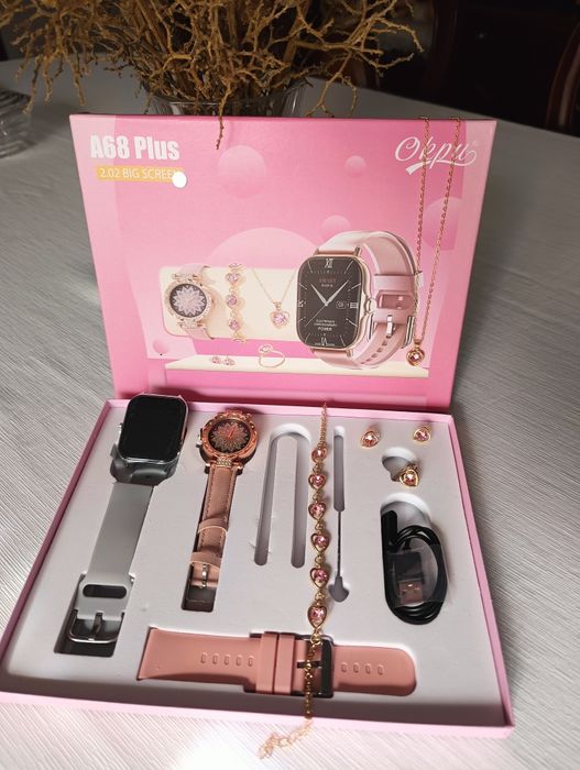 Pack Smart Watch + relógio + pulseira + colar + anel e brincos