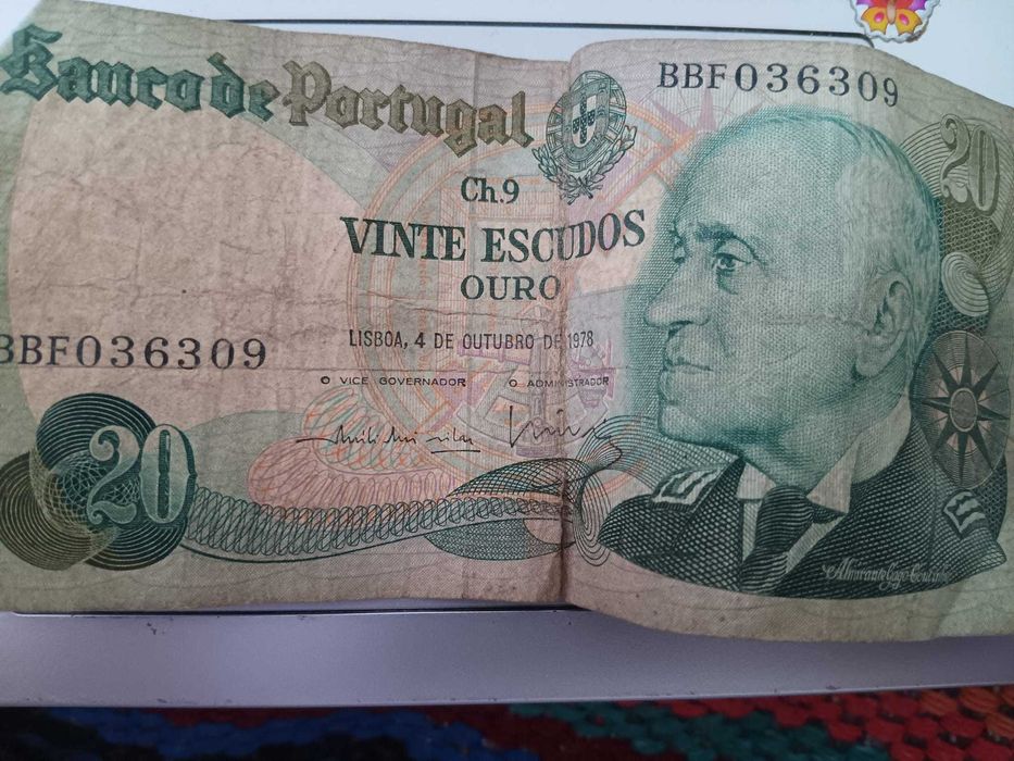 Conjunto de 3 notas de 20 Escudos - Almirante Gago Coutinho, 1978