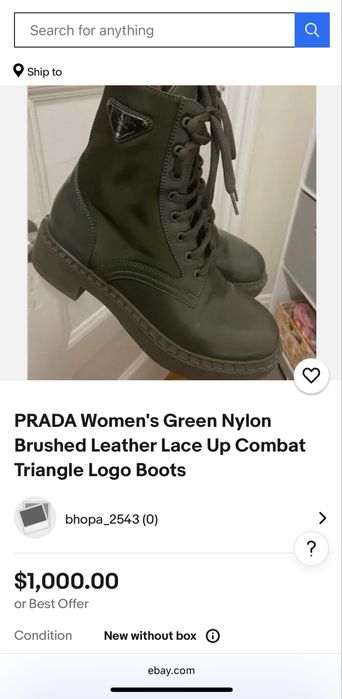 Зелені хакі черевики Prada Оригінал люкс