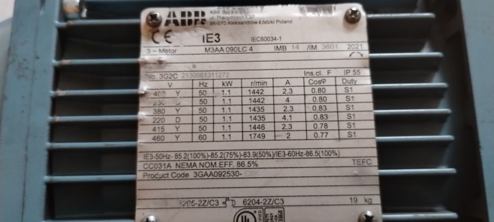 Silnik elektryczny 1,1 kW  1440 obrotów