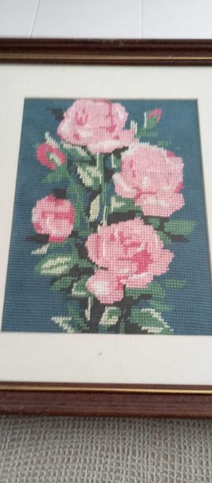 Quadro linho bordado