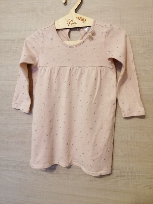 Sukienka bawełniana H&M r. 86, delikatna z długim rękawem