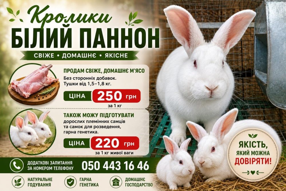 Кролик Білий Паннон кріль кролі