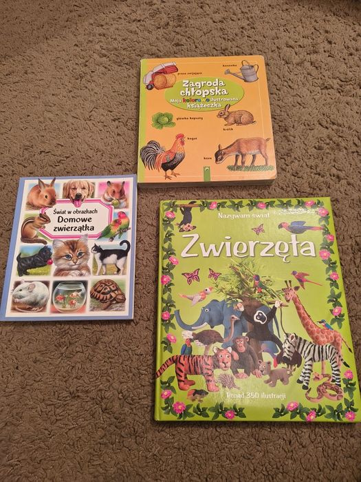 3 książki o zwierzętach. Dzikie zwierzęta, zwierzęta zagrodowe, domowe