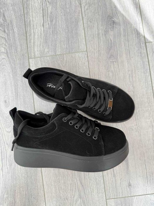 Жіночі замшеві кросівки-кеди чорні (36-41) кроссовки женские весна