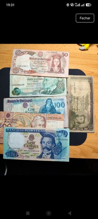 Lote de 6 Notas Antigas de Escudos Portugueses (Coleção / Numismática)