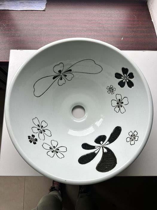 Декоративний керамічний умивальник YOKOZUNA з ручним розписом 17*41см