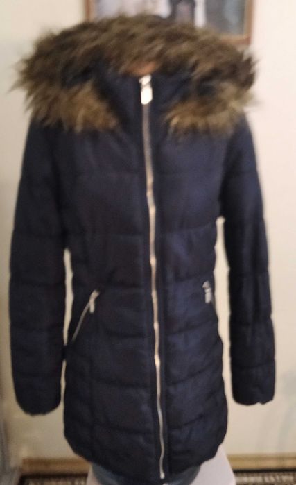 Довга куртка єврозима-демісезон темно-синя, р.8/38, зріст 165