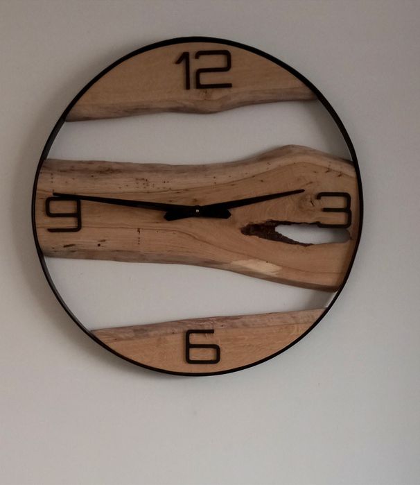 Zegar duży ścienny 70cm  w metalowej obręczy loft