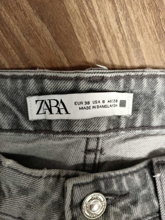 Zara - szare jeansy z szerokimi nogawkami rozmiar 38