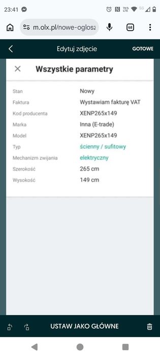 Ekran do projektora elektryczny 120'