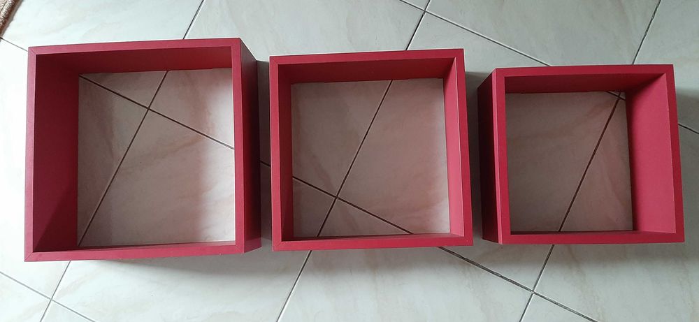 Suportes quadrados de madeira pintada, para decoração de parede