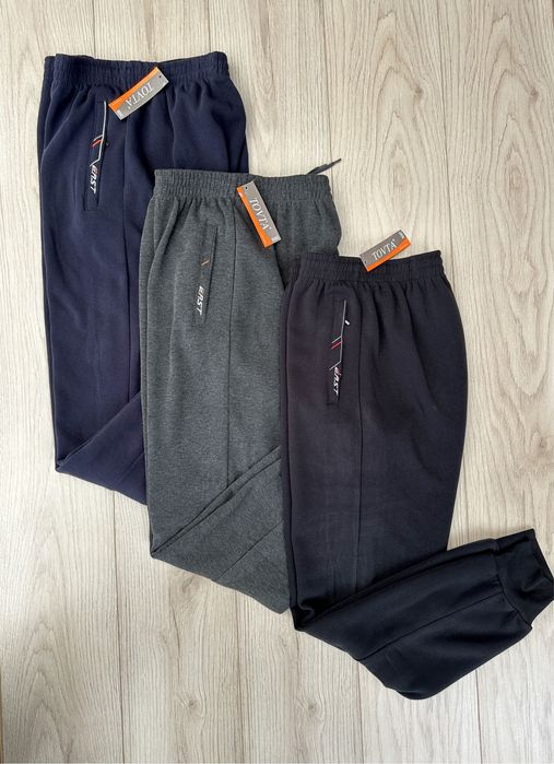 Теплі спортивні штани на манжеті однотонні фліс M L XL 2XL 3XL