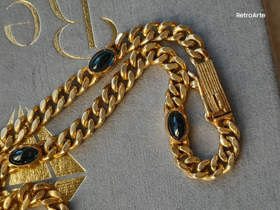 Retro Bransoletka  8.3g Złoto 585 Szafiry Nat. WYCENA