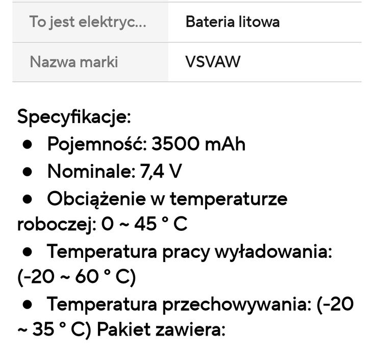Bateria litowa 7.4 do autka
