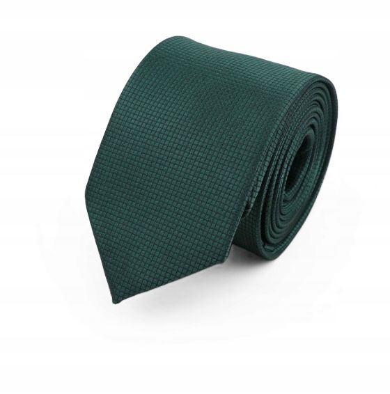 KRAWAT męski ciemna BUTELKOWA ZIELEŃ zielony wąski stylowy elegancki wąski (032K)